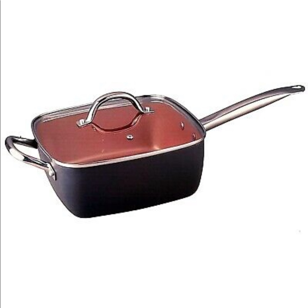 🆕Parini 6 QT Copper NonStick Square Pan With Lid - Picture 2 of 6